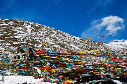 Tibetan buddhist prayer flags, Tibet China 