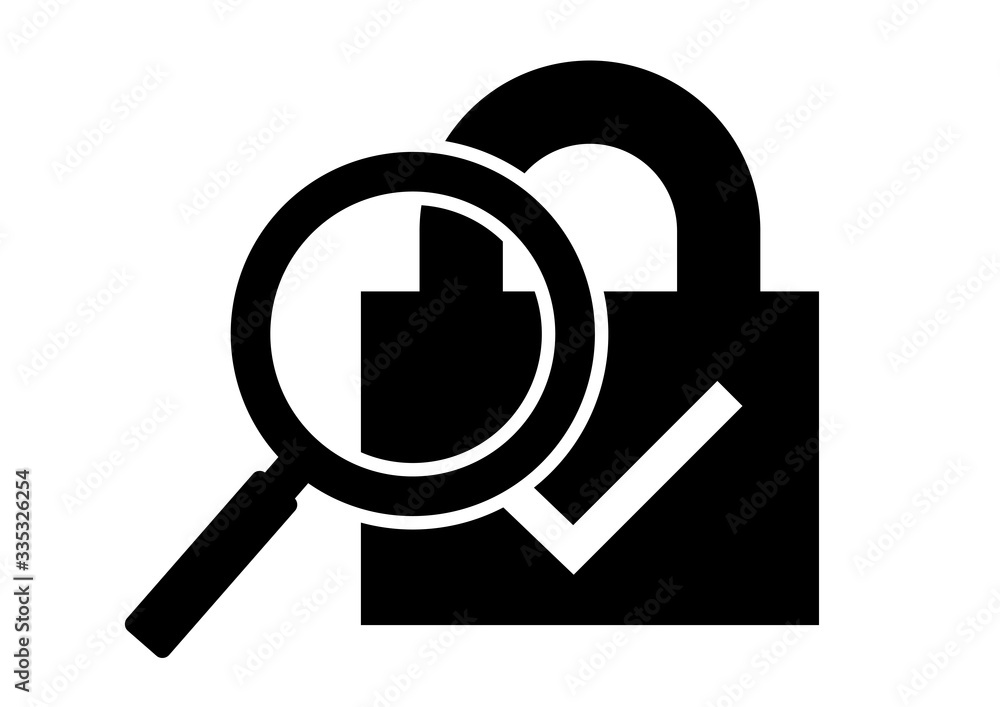 Security and magnifying glass icon Security and magnifying glass icon