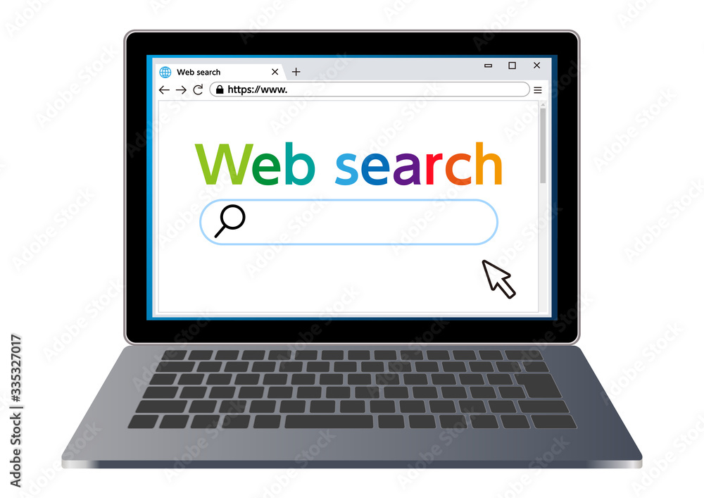 business search technology symbol icon and PC business search technology symbol icon and PC