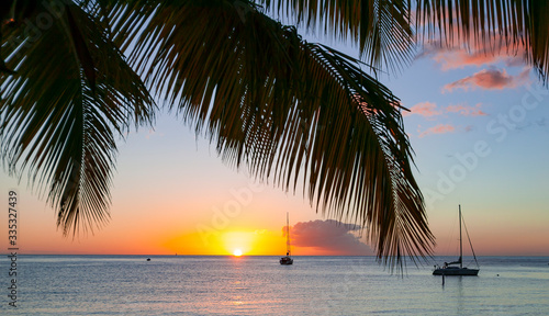 yacht anchoring during suns...