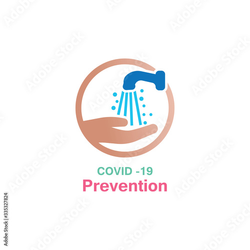 Washing your hands. prevention methods Covid-19  virus corona template vector