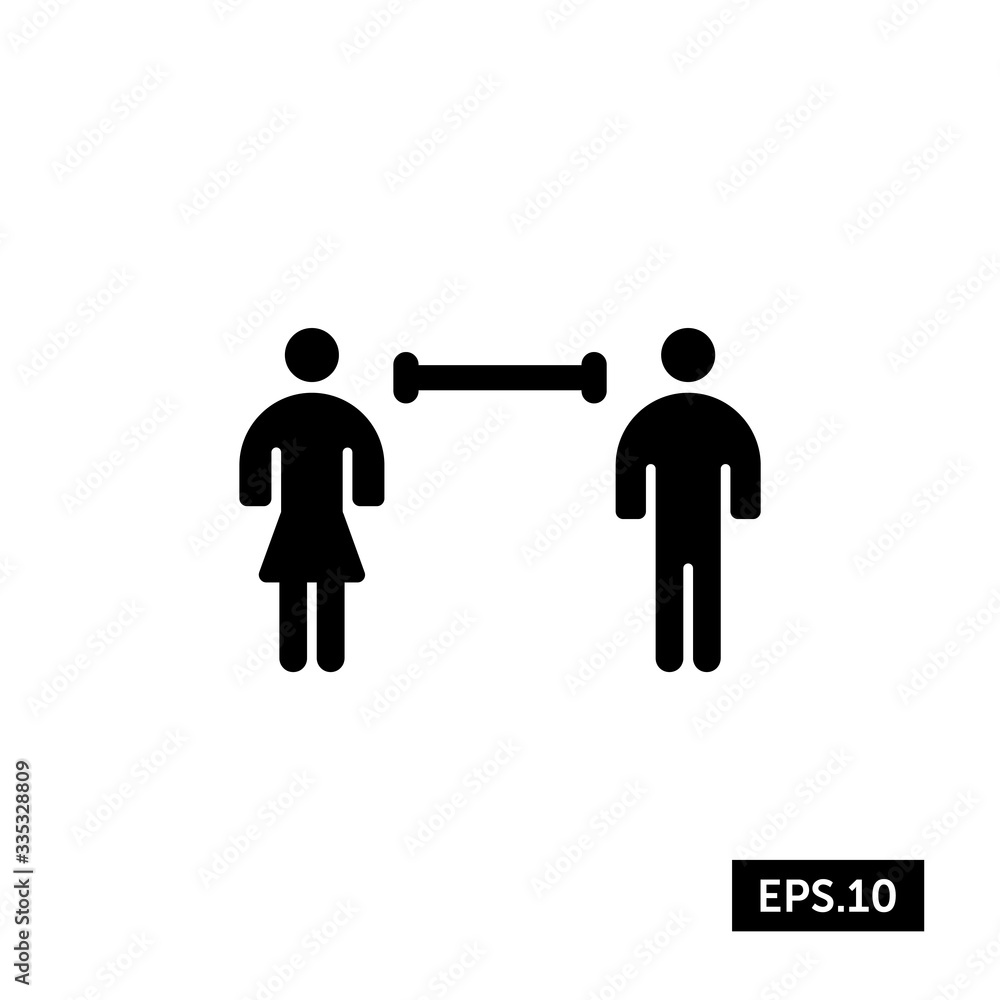 Coronavirus Social Distancing Icon, Social Distancing Sign/Symbol Silhouette Vector Coronavirus Social Distancing Icon, Social Distancing Sign/Symbol Silhouette Vector