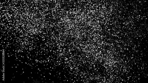 Black-White Square Dot Texture Isolated On Black. Grey Explosion Of Confetti. Silver Tint Background. Vector Illustration, EPS 10.