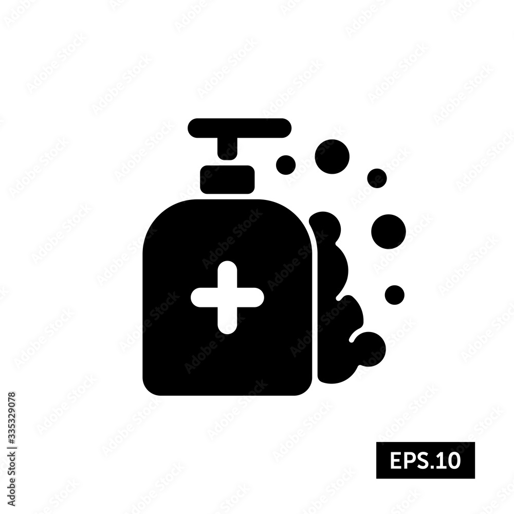 Fototapeta premium Coronavirus Hand Soap Icon, Hand Soap Sign/Symbol Silhouette Vector