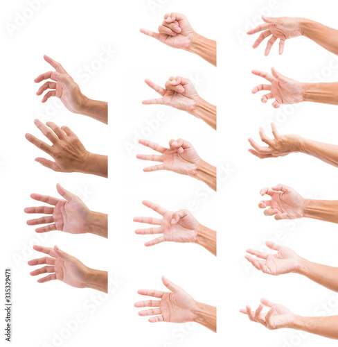 Set of Man hand isolated on white background