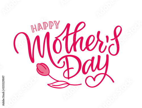 Happy Mother's Day - Best mam ever. Cute hand drawn doodle lettering postcard. Lettering art for banner, invitation.