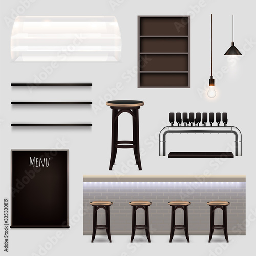 Bar Interior Elements Realistic Set
