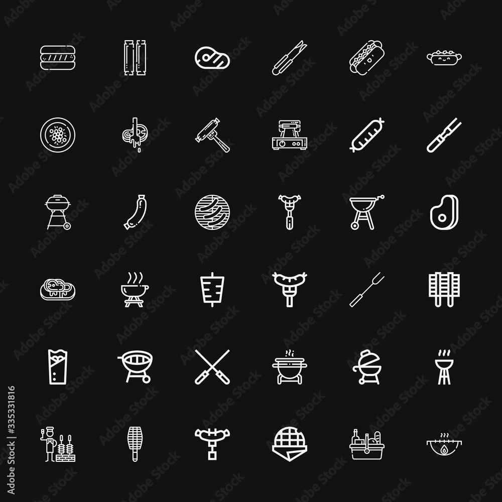 Editable 36 grill icons for web and mobile