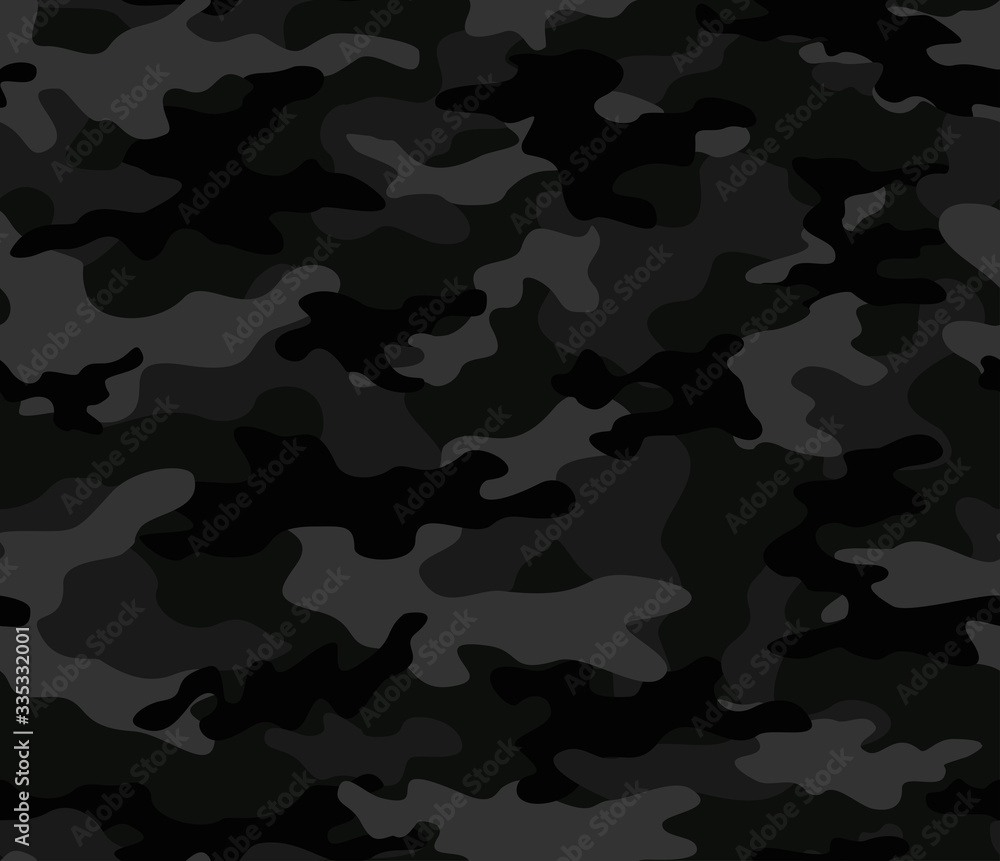 Black camouflage seamless print pattern. Vector Black camouflage seamless print pattern. Vector