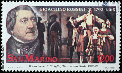 Italian composer Gioacchino Rossini on postage stamp