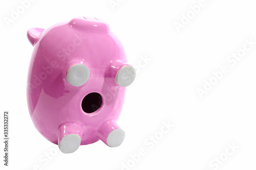 Piggy Bank Sitting Up Showing Empty Opening Isolated