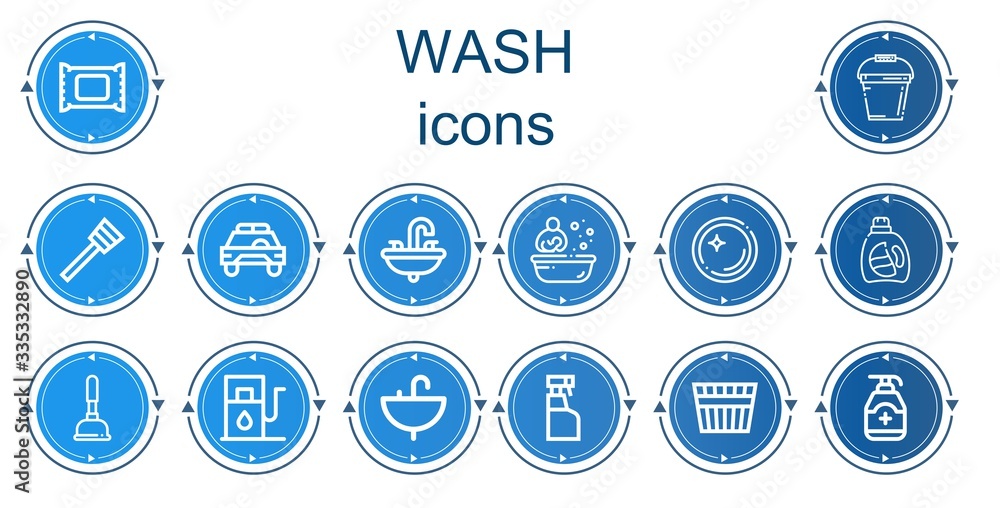 Editable 14 wash icons for web and mobile Editable 14 wash icons for web and mobile