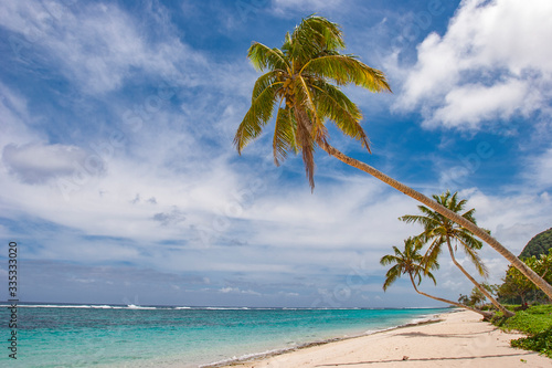 tropical beach with palm trees in the Republich of Samoa, Polynesia photo