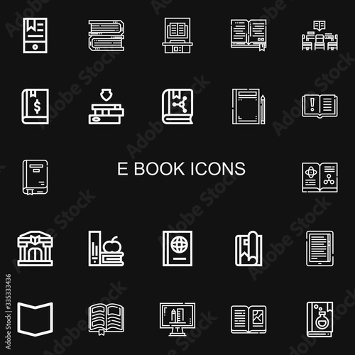 Editable 22 e-book icons for web and mobile