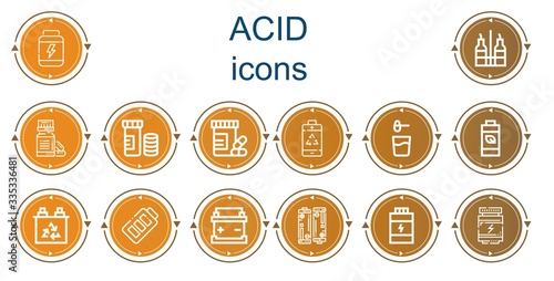 Editable 14 acid icons for web and mobile