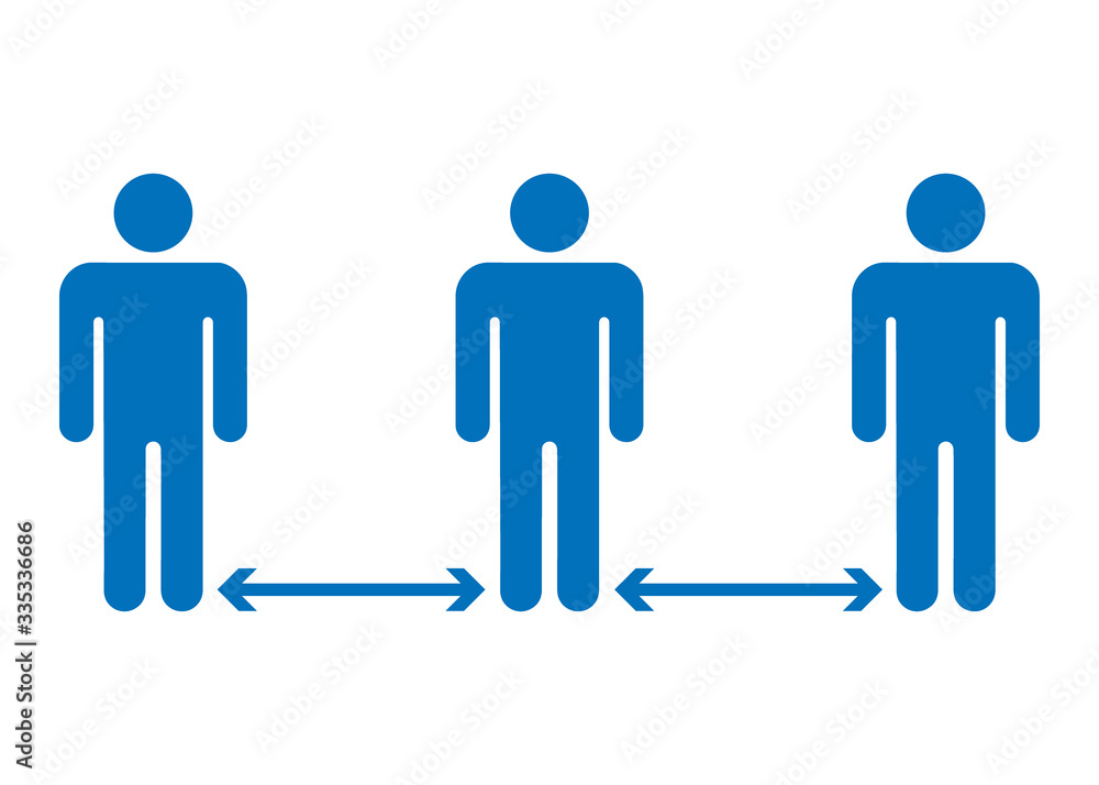 Keep social distance icon. Arrow guidance. People keeping distance for prevent virus sign. Infection risk and disease. Health care concept, preventive measures. Vector illustration Keep social distance icon. Arrow guidance. People keeping distance for prevent virus sign. Infection risk and disease. Health care concept, preventive measures. Vector illustration