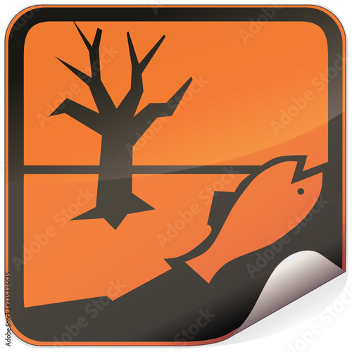 Sticker orange produit dangereux pour l'environnement (reflet métal)