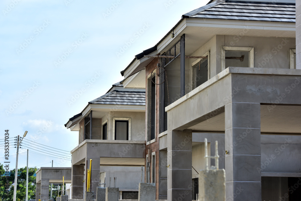A house in a modern style under construction A house in a modern style under construction