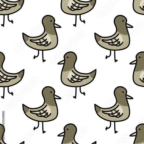pigeon seamless doodle pattern, vector illustration