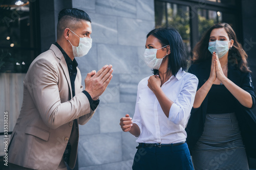 business worker with mask, ...