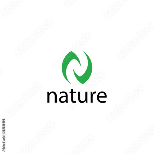 N nature logo concept template.