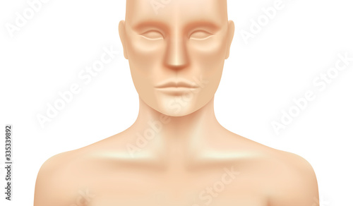 Asian man model isolated on a white background. Dummy torso, realistic vector illustration. Chinesee man mannequin mockup. photo