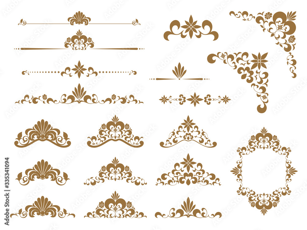 Obraz premium エレガントなフレーム_分割線の素材セット