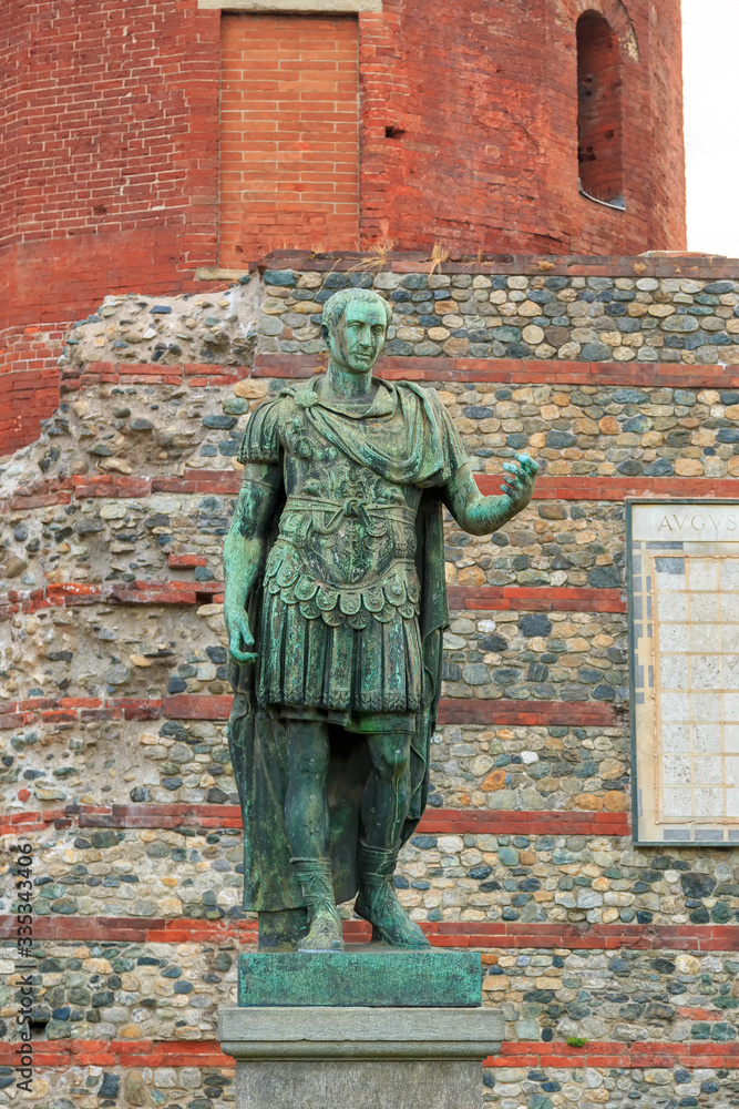 Turin, Italy. One of two statues depicting Guy Julius Caesar. The