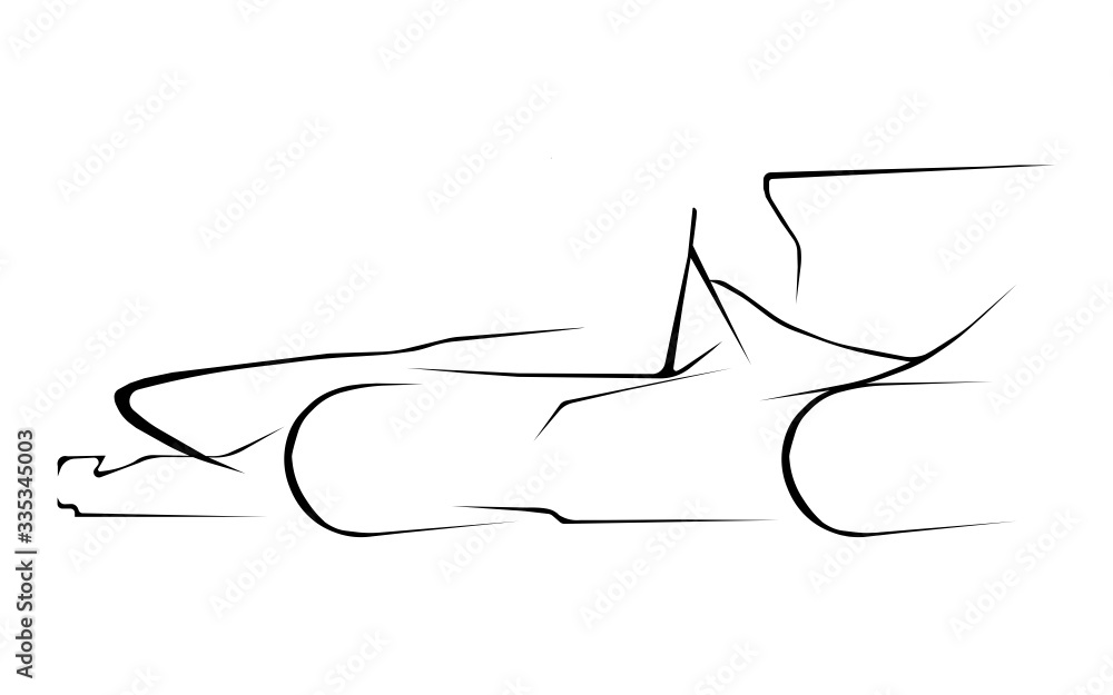 Obraz premium Formula race car drawn in abstract steam-line-like style vector ilustration