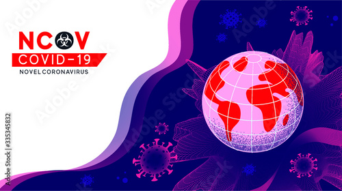 COVID-19 medical coronavirus infection diseases with typography and globe. The new official name of the coronavirus disease called CAVID-19, background of pandemic risk social networks. vector