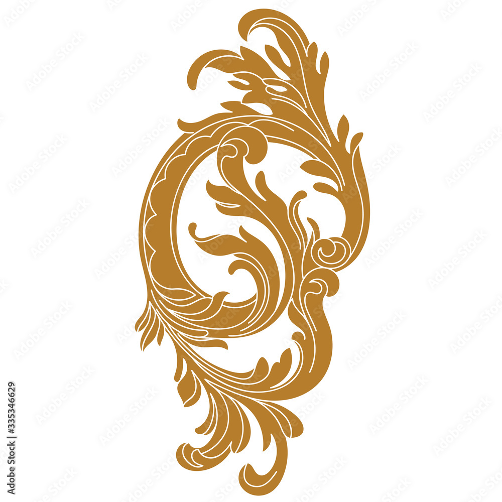 Golden vintage baroque ornament, corner. Retro pattern antique style acanthus. Decorative design element filigree calligraphy vector. - stock vector	