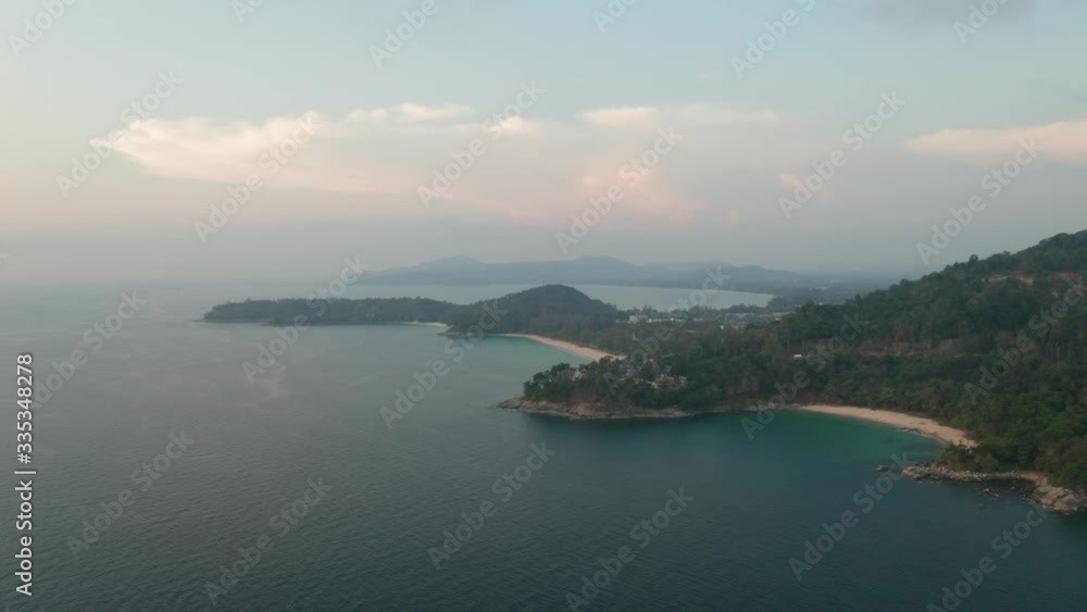 Aerial drone view of tropical Kamala Beach area and Andaman Sea in Phuket, Thailand Aerial drone view of tropical Kamala Beach area and Andaman Sea in Phuket, Thailand