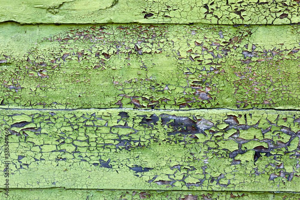 Texture of old vintage cracked painted wooden boards
