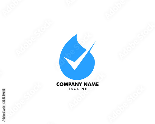 Water Droplet and Check Mark Logo Icon