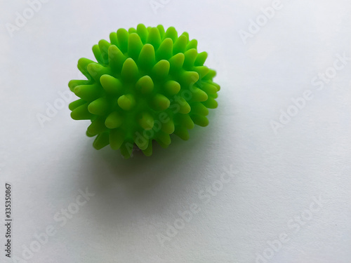 Image of coronavirus covid 2019 on a white background with place for text. Green nCoV-19