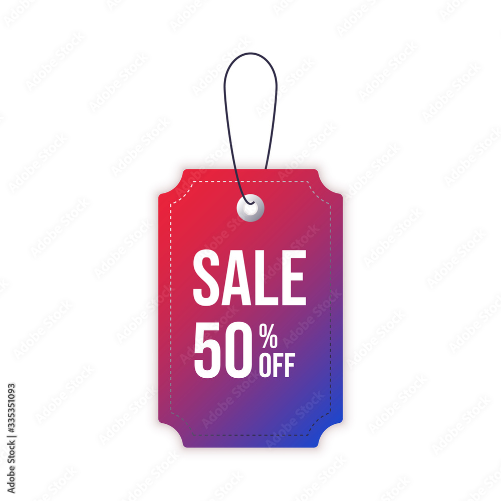 Red sale label tag with price discounts