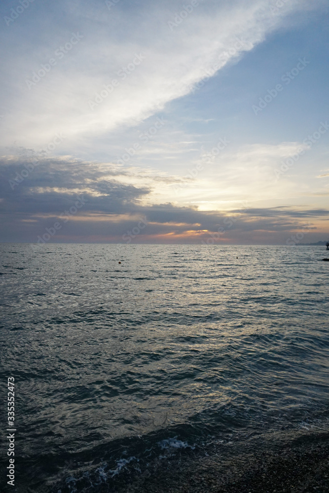 calm black sea in sochi at sunset