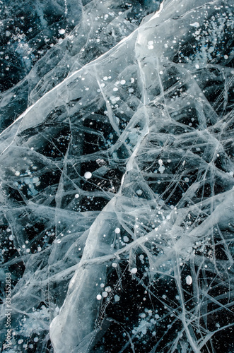 The ice of Lake Baikal. Cracks.