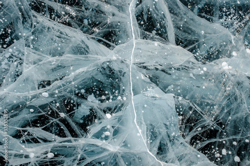 The ice of Lake Baikal. Cracks.