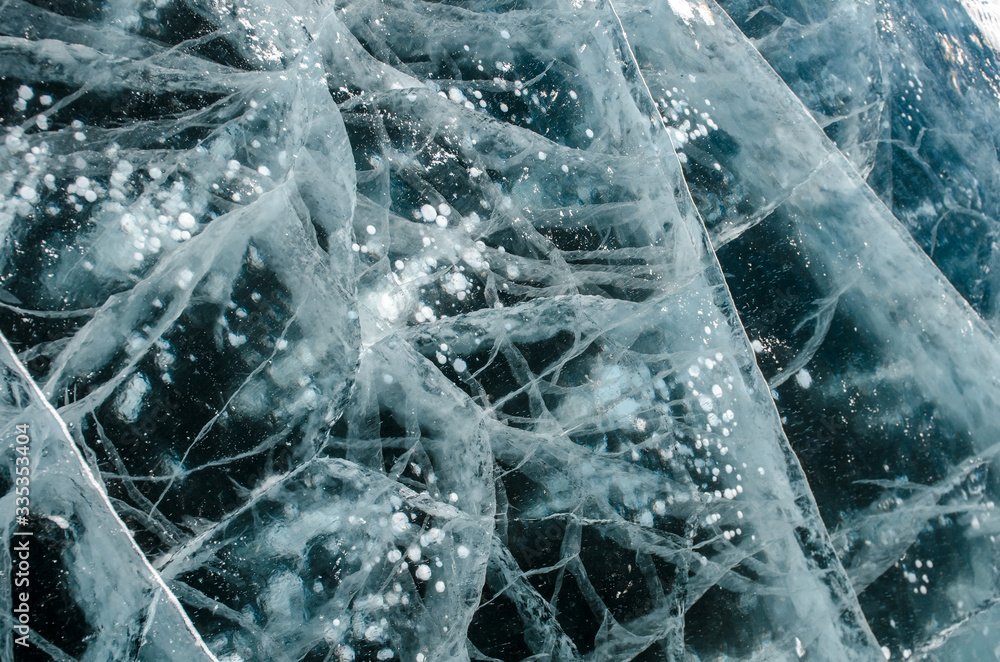 The ice of Lake Baikal. Cracks.