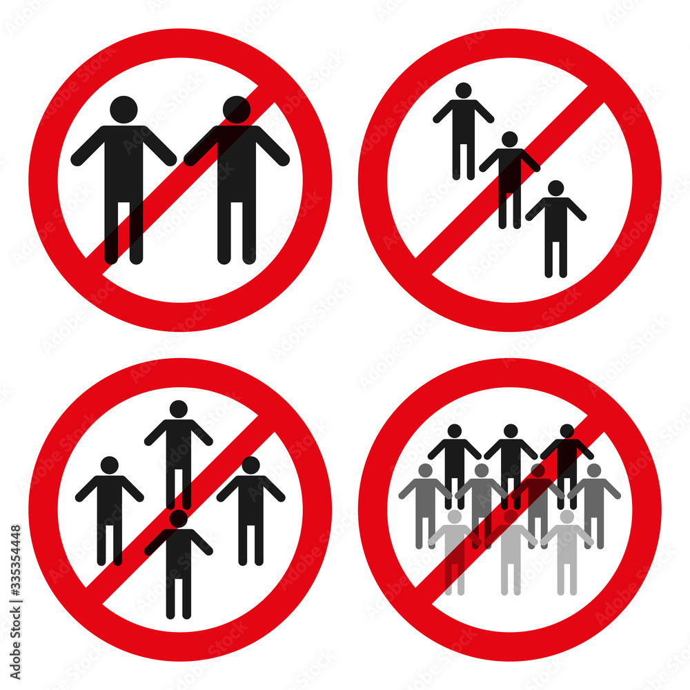 set of red forbidden sign on people group set of red forbidden sign on people group
