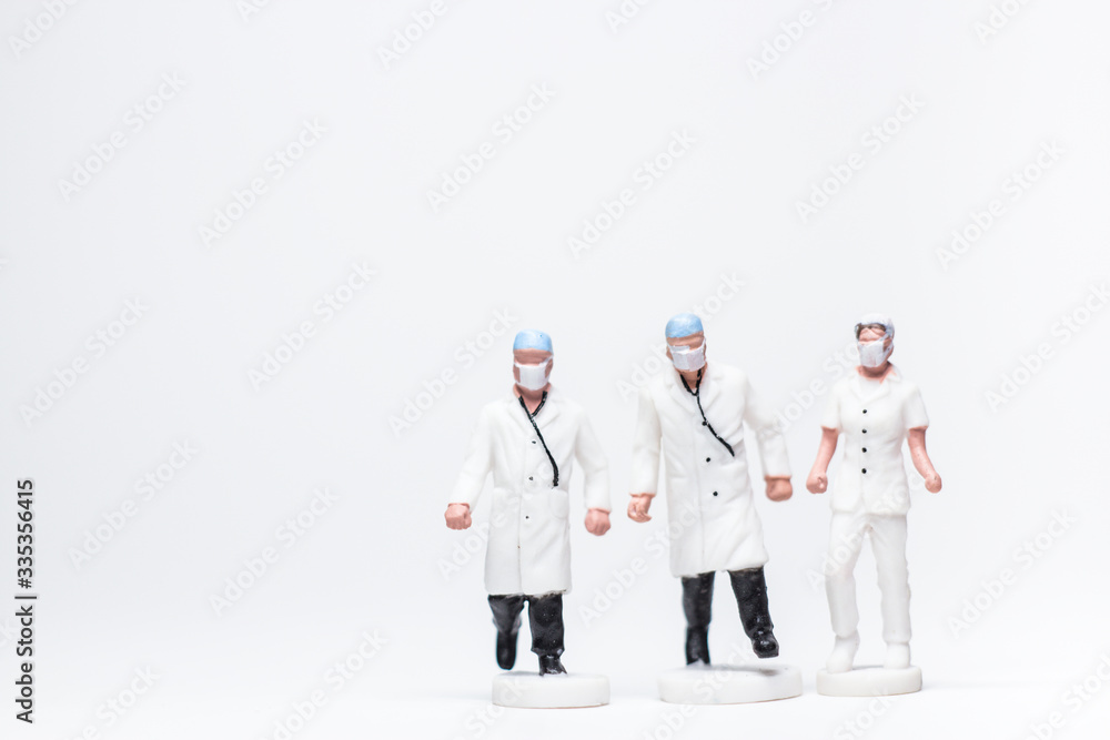 Simple Conceptual Photo, Mini figure doctors and nurses mini figure evacuation of infected patients