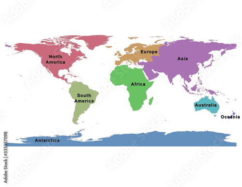 World map of eight continents-Global map
