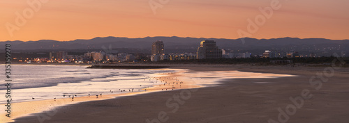 Panorama beach view in Monte Gordo from Vila Real de Santo Antonio in algarve, Portugal