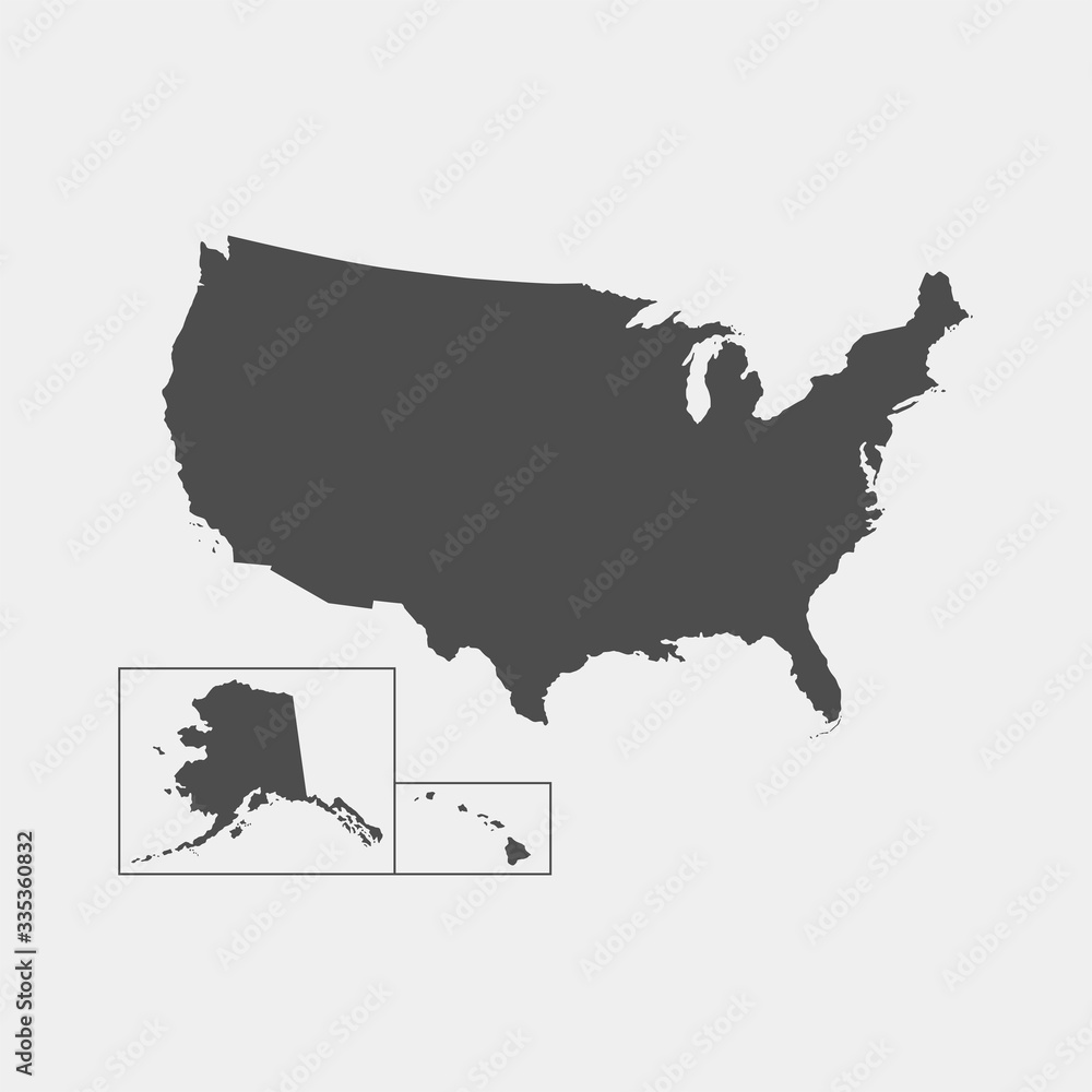 USA map. Vector illustration on gray background