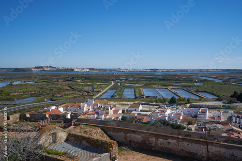 Castro Marim saline view from the castle in Algarve, Portugal