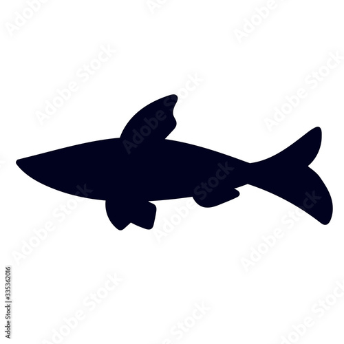 Flat fish silhouette simple vector icon