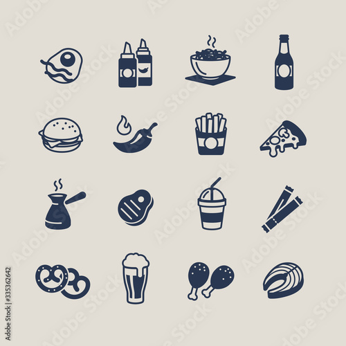 Pub and food Icons set photo