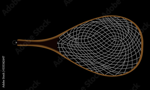 Fly Fishing Net Graphic Vector Icon Symbol Fly Fisherman Trout Fish Catching Accessory