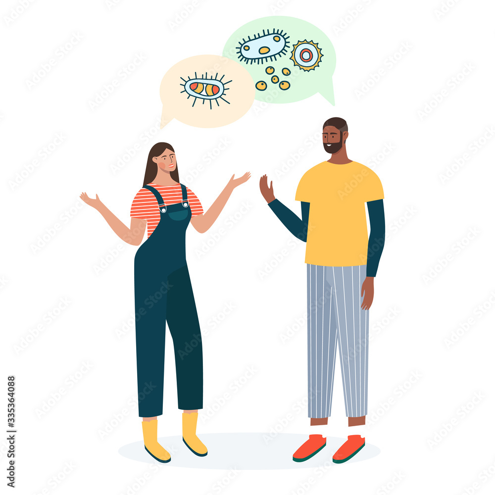 Group of people have a discussion about latest world news. Men and women with speech bubbles talking about coronavirus, virus, crisis. Flat vector characters standing together and chatting. Group of people have a discussion about latest world news. Men and women with speech bubbles talking about coronavirus, virus, crisis. Flat vector characters standing together and chatting.